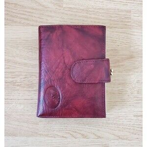 Julia Buxton Heiress Double Cardex Leather Wallet Mahogany Bifold Kiss Lock 4X5
